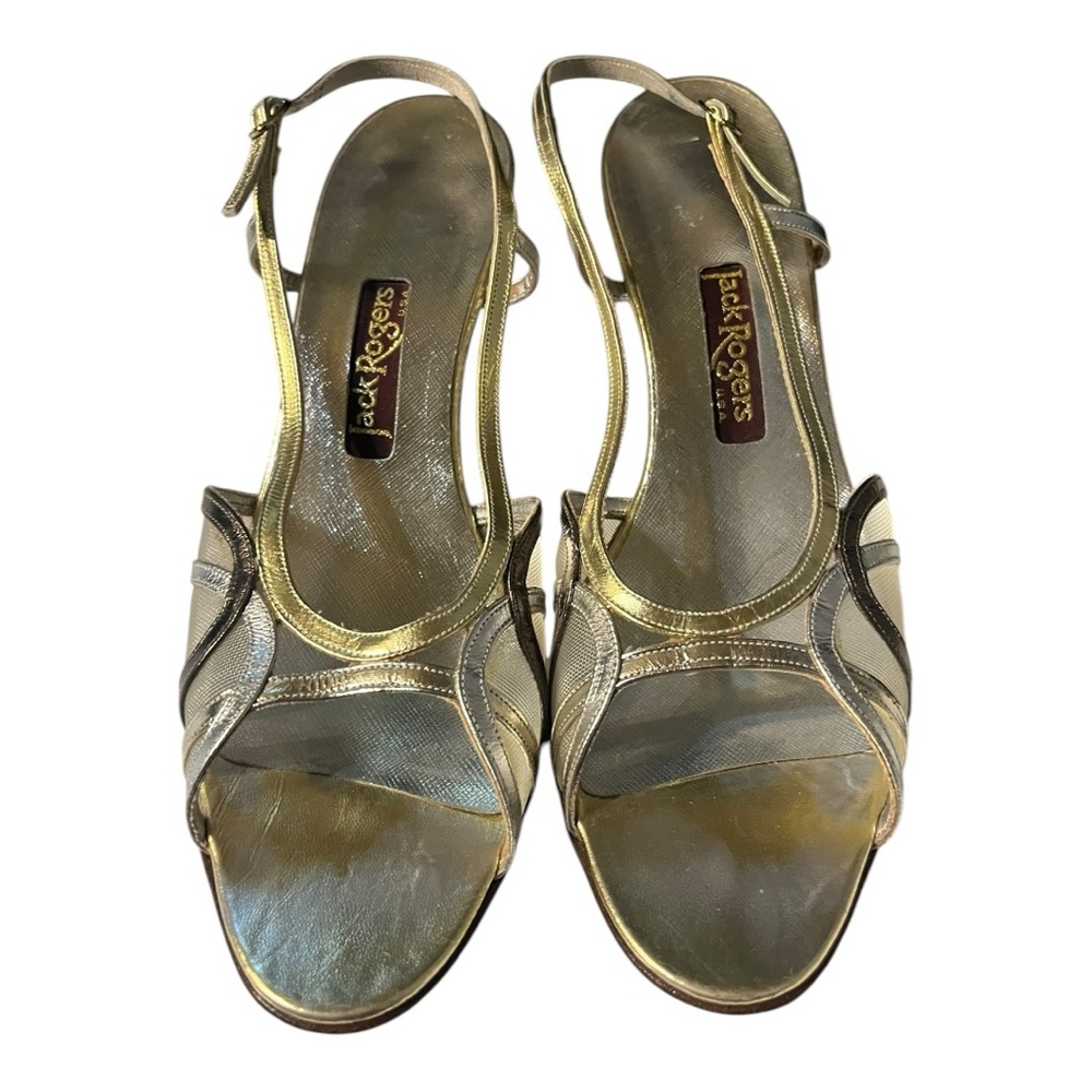 Vintage Jack Rogers Gold and Silver Women's Slingbacks